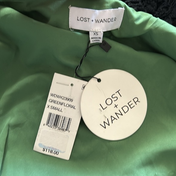 NWT Lost + Wander Wild Poppies Green Floral Midi Wrap Dress Women's size XS - Picture 7 of 8